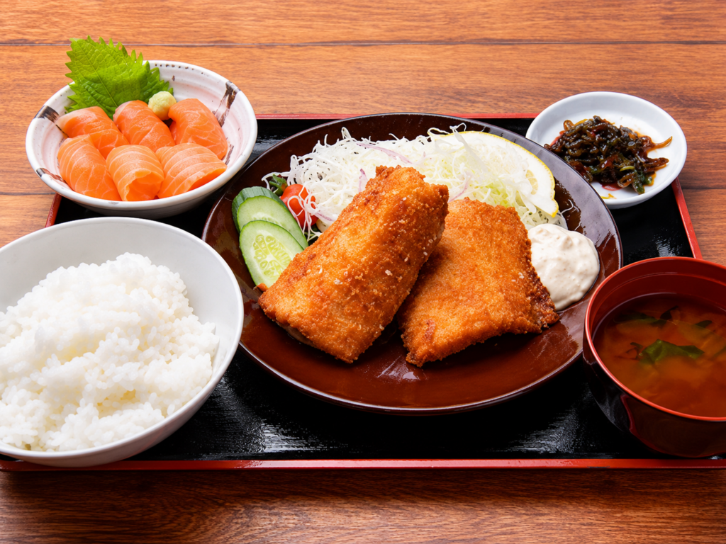 道の駅したらの清嶺食堂で味わえるご飯とみそ汁付きの定食メニュー