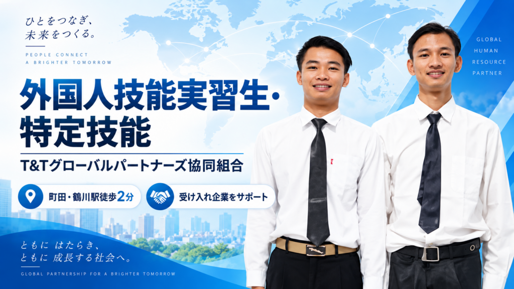 東京都町田市のT&Tグローバルパートナーズ協同組合による外国人材支援のイメージ画像